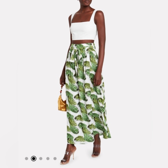 NWT Melissa Odabash Elsa Palm White Crepe Belted Maxi Skirt Size Small - Picture 3 of 12